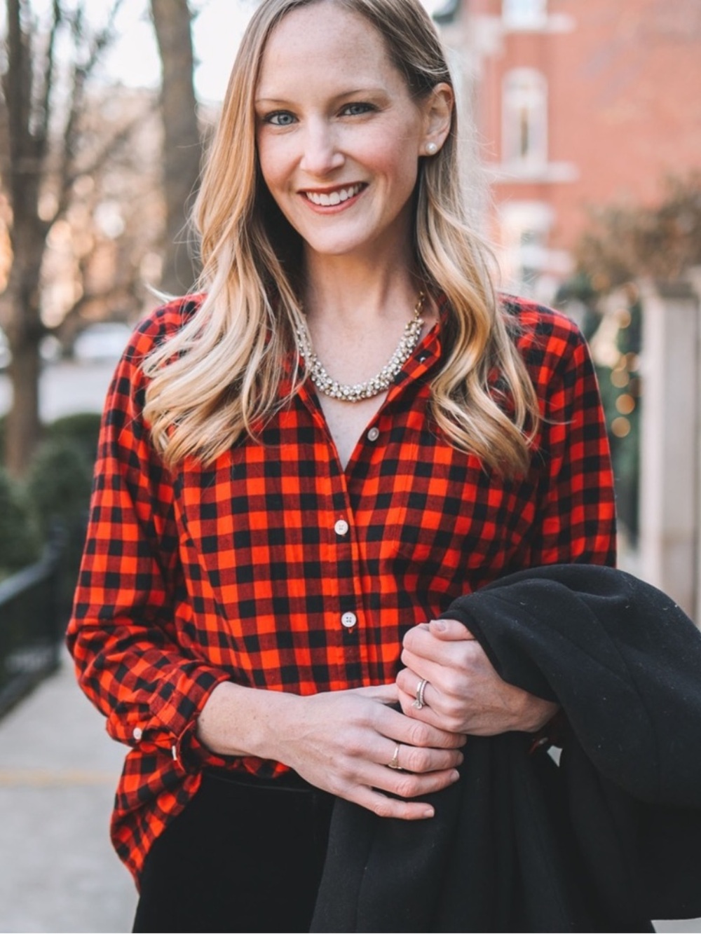 J. Crew The Perfect Shirt Button Down Women’s XL Plaid Red Black Buffalo Chekc